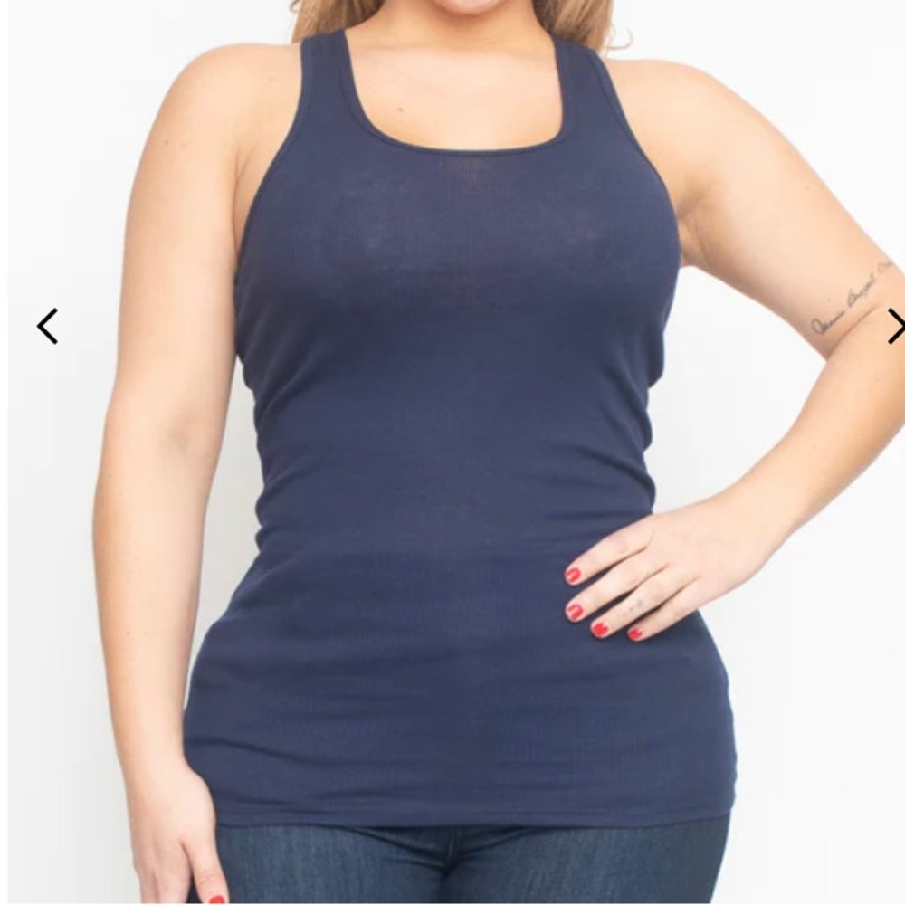 NWOT Active Basics Navy Plus Size Racer Back Scoop Neck Tank Top Cotton Y2K